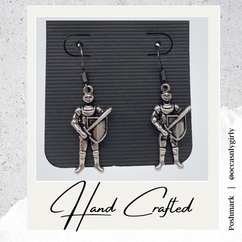 Antiqued Knight in Shining Armor Earrings